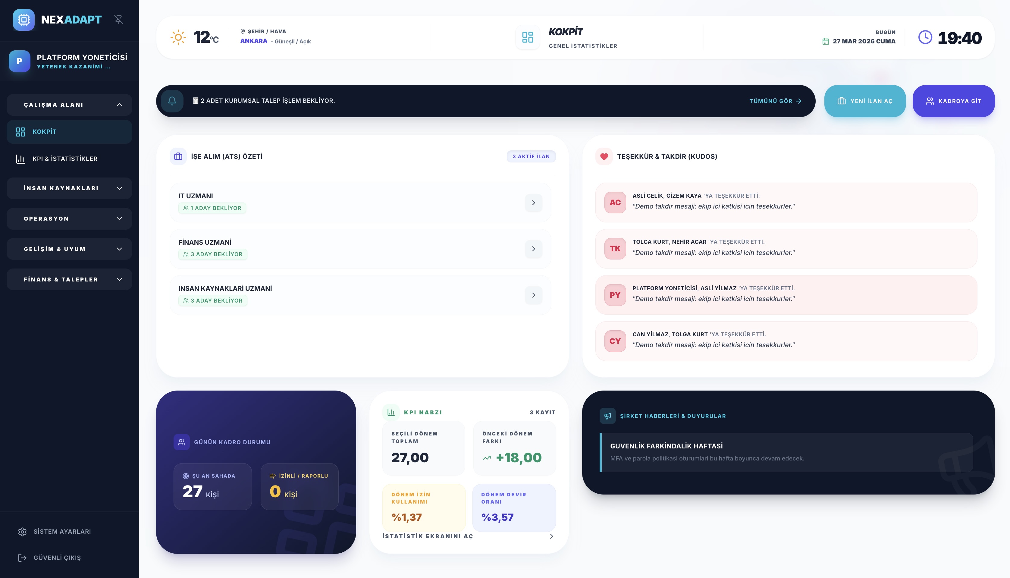 CADRO kokpit ekranı